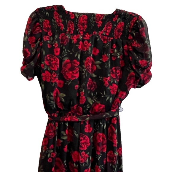 Disney Pixar Coco Rose Print Black/Red Maxi Dress W/Slit Size L - Picture 11 of 14